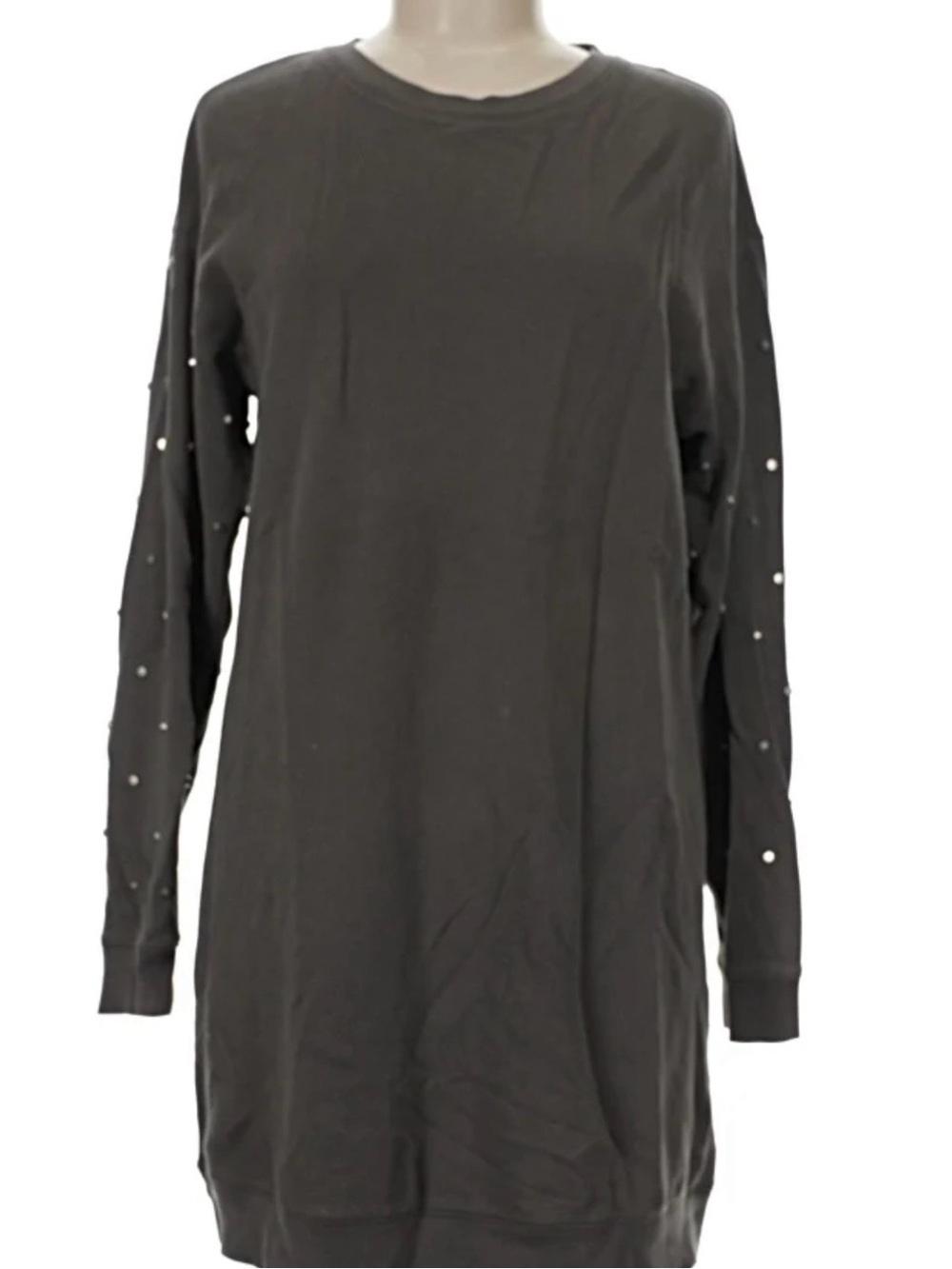 Massimo Fabro Italy Dress with Crewneck & Silver Studded Embellished Long Sleeve